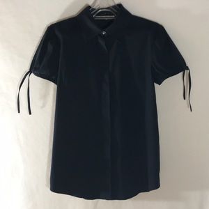 Theory blouse short sleeve button Navy Blue